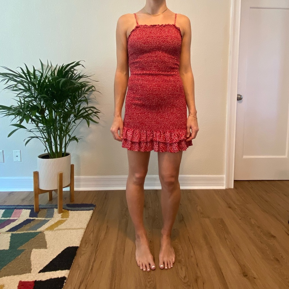 Scrunch mini dress, red